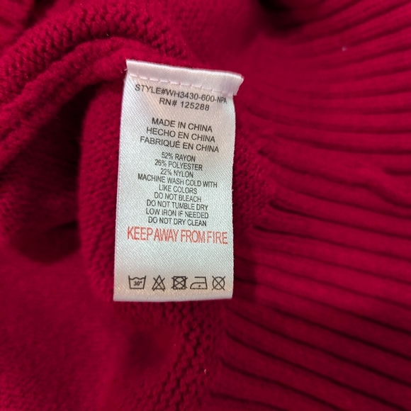 Rae Dunn Red and White Crew Neck Sweater LOVE - Picture 7 of 13